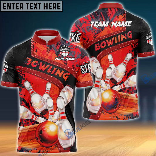 BlueJose Bowling And Pins Abstract Grunge and Multicolor Personalized Name, Team Name 3D Shirt