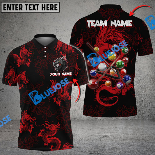 BlueJose Billiards Ball 8 Powerful Dragon Tattoos Personalized Name Shirt (4 Colors)