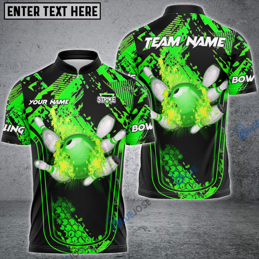 BlueJose Bowling And Pins Abstract Grunge Break Multicolor Personalized Name, Team Name 3D Shirt