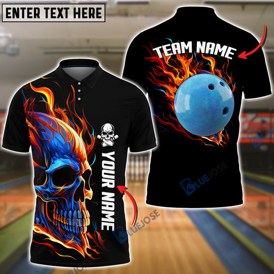 BlueJose Bowling And Skull Customized Name 3D Shirt, Personalized Shirts For Bowling Players