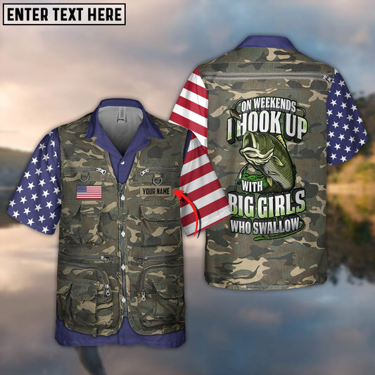 BlueJose American Fishing Vest Personalized Name 3D Shirt