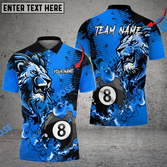 BlueJose Billiards Ball 8 Fire Lion King Personalized Name, Team Name Unisex Shirt (6 Colors)