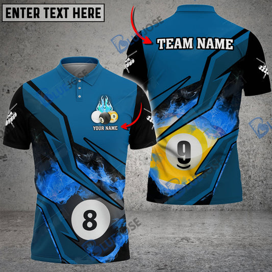 BlueJose Billiards Ball 8 And 9 Inner Flame Personalized Name, Team Name Unisex Shirt (6 Colors)