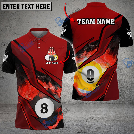 BlueJose Billiards Ball 8 And 9 Inner Flame Personalized Name, Team Name Unisex Shirt (6 Colors)