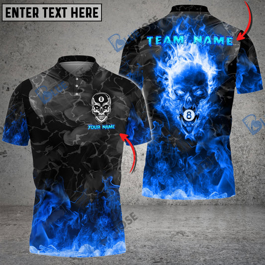 BlueJose Billiards Ball 8 Flame Skull From Hell Personalized Name Shirt (4 Colors)