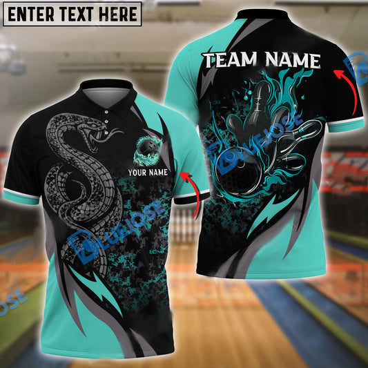 BlueJose Bowling And Pins Solid Snake Customized Name 3D Shirt ( 6 Colors)