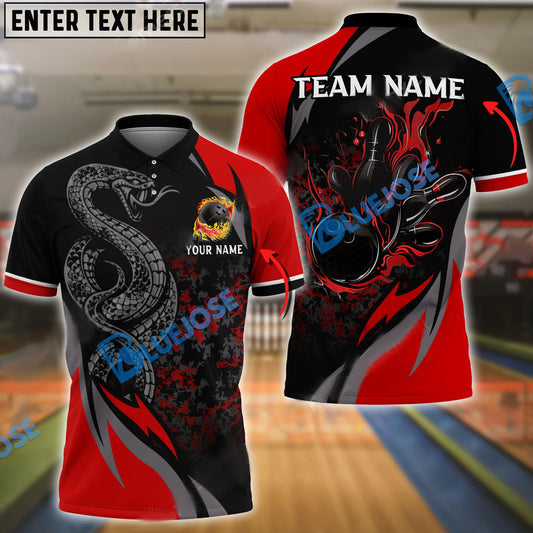 BlueJose Bowling And Pins Solid Snake Customized Name 3D Shirt ( 6 Colors)