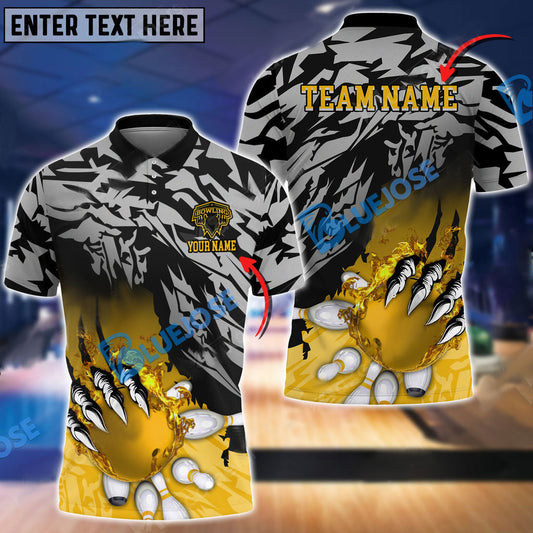 BlueJose Bowling And Pins Flame Claws Customized Name 3D Shirt ( 6 Colors)