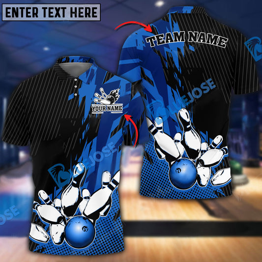 BlueJose Bowling And Pins Retro Paint Style Customized Name 3D Shirt (5 Colors)