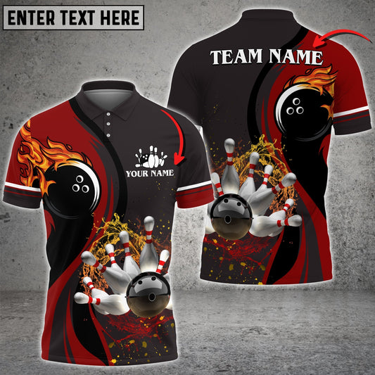 BlueJose Bowling And Pins Water Flow Multicolor Option Customized Name 3D Shirt (4 Colors), Personalized Shirts For Bowling Players