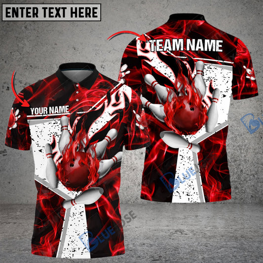 BlueJose Bowling And Pins Fire Destroys Darkness Customized Name 3D Shirt ( 5 Colors)