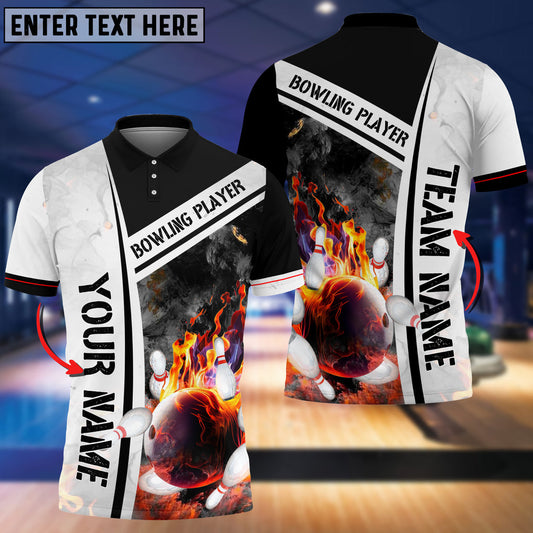 BlueJose Bowling And Pins Bowling Player Pattern Multicolor Customized Name 3D Shirt