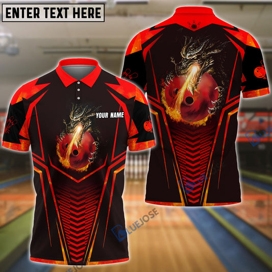 BlueJose Bowling Dragon Fire Flame Customized Name All Over Printed Shirt