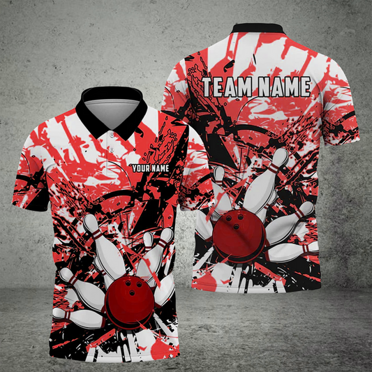 BlueJose Bowling And Pins Troubled Art Customized Name 3D Shirt (6 Colors)