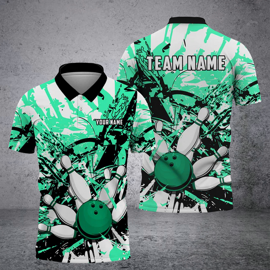BlueJose Bowling And Pins Troubled Art Customized Name 3D Shirt (6 Colors)