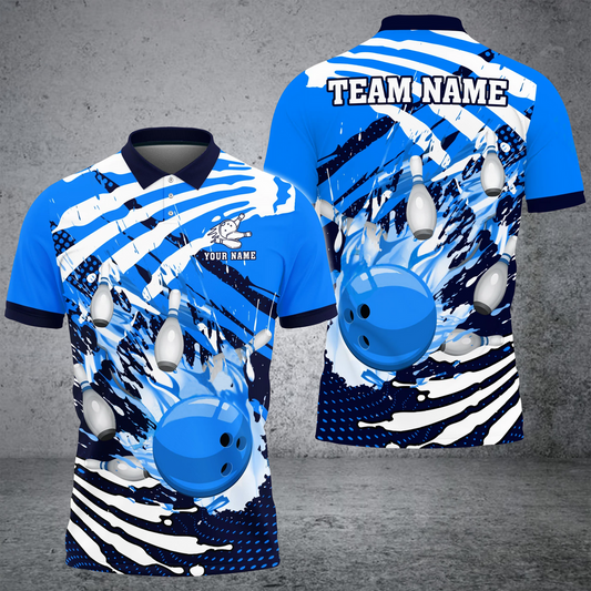 BlueJose Bowling And Pins Skull Hand Pattern Customized Name 3D Shirt (6 Colors)
