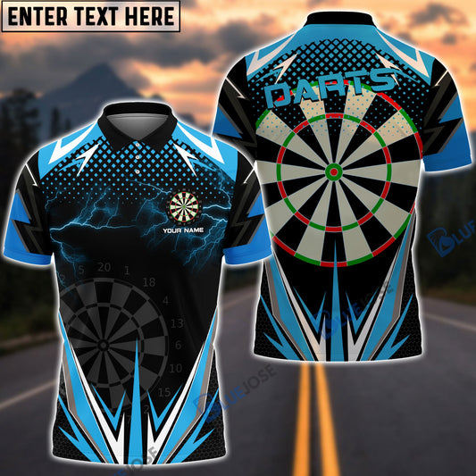 BlueJose Blue Darts Lightning Personalized Name Shirt