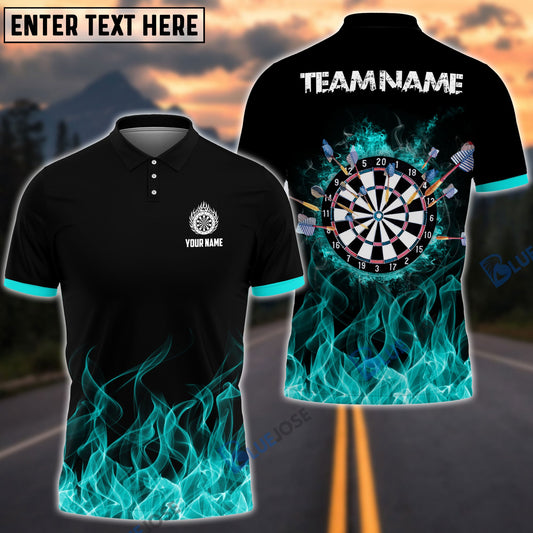 BlueJose Fire Dartboard Personalized Name, Team Name Shirt (4 Colors)