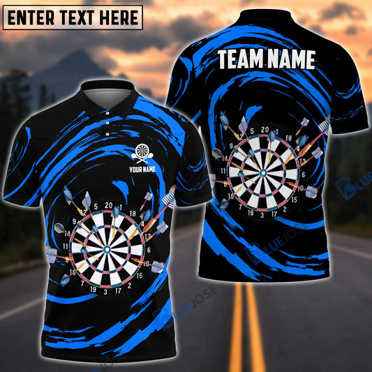 BlueJose Color Swirl Dartboard Personalized Name, Team Name Shirt (4 Colors)