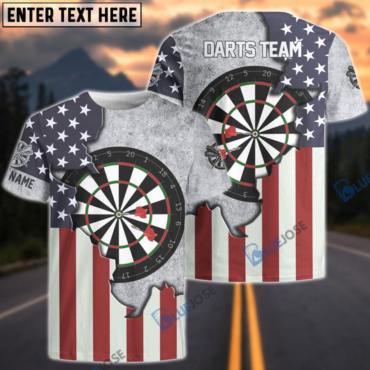 BlueJose Darts Board USA Flag Personalized Name, Team Name Shirt
