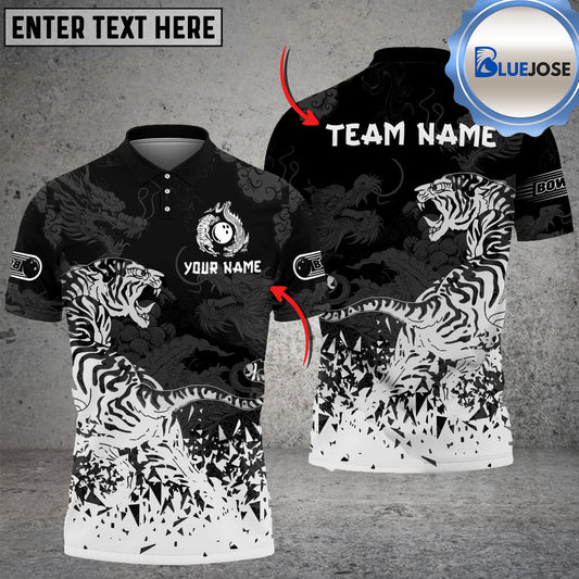 BlueJose Bowling And Pins Tiger And Dragon Personalized Name, Team Name Unisex Shirt