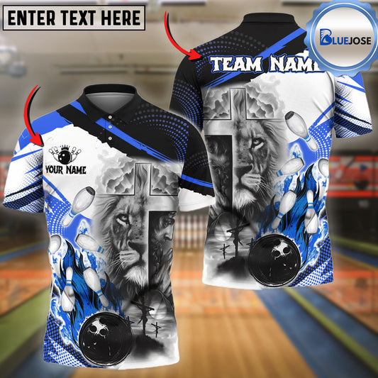 BlueJose Bowling And Pins Lion God Praying Customized Name 3D Shirt (6 Colors)