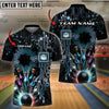 BlueJose Bowling And Pins Electric Pattern Customized Name 3D Shirt ( 6 Colors)