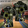 BlueJose Bowling And Pins Electric Pattern Customized Name 3D Shirt ( 6 Colors)