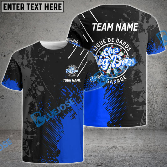 BlueJoses Darts Paint Style Blue Charl-Pol Logo Customized Name Shirt