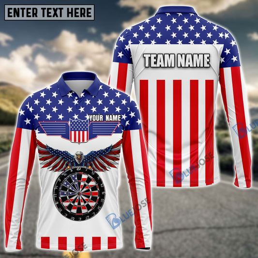 BlueJose USA Flag Dartboard Personalized Name, Team Name Shirt