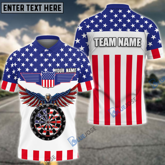 BlueJose USA Flag Dartboard Personalized Name, Team Name Shirt