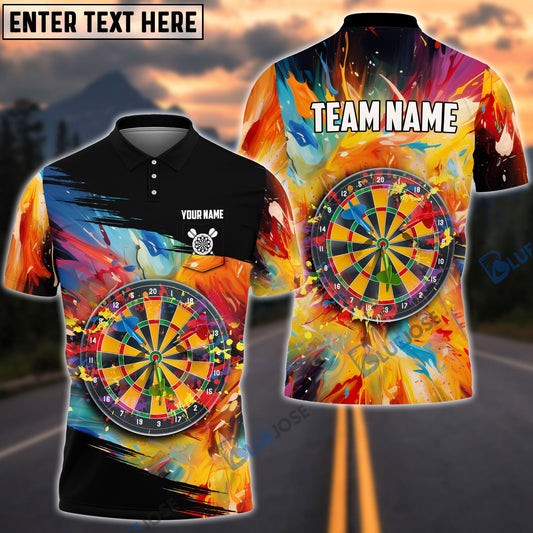 BlueJose Colorful Dart Personalized Name, Team Name Pocket Polo