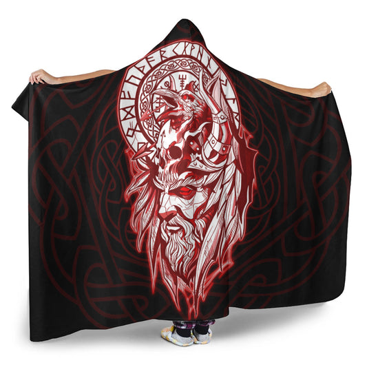VikingStyle Hooded Blanket -Viking Odin Set Red Hooded Blanket A95
