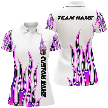 BlueJose Purple Flame Bowling Personalized All Over Printed Shirt For Women