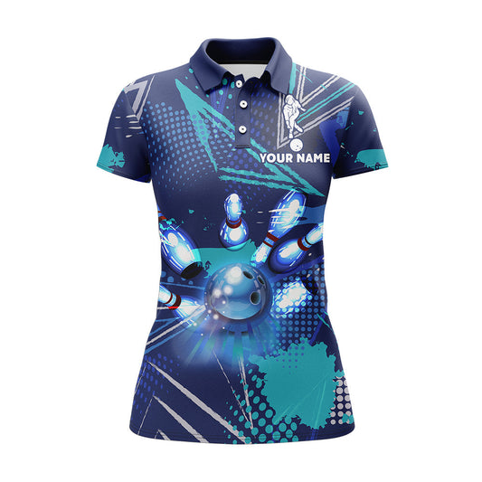 BlueJose Blue Bowling Personalized All Over Printed Shirt For Women