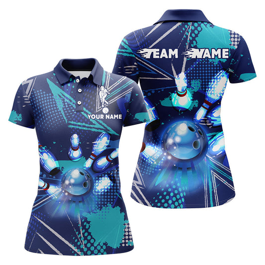 BlueJose Blue Bowling Personalized All Over Printed Shirt For Women