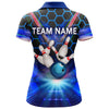 BlueJose Light Blue Hexagon Bowling Pattern Personalized All Over Printed Shirt For Women
