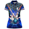 BlueJose Light Blue Hexagon Bowling Pattern Personalized All Over Printed Shirt For Women