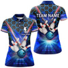 BlueJose Light Blue Hexagon Bowling Pattern Personalized All Over Printed Shirt For Women