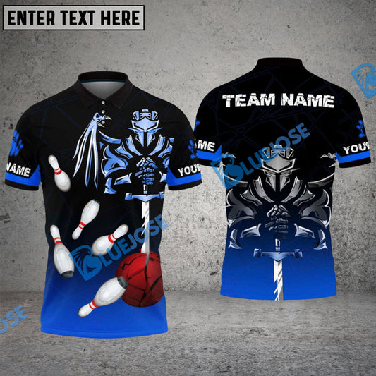 BlueJose Bowling And Pins Fallen Knight Multicolor Customized Name 3D Shirt (4 Colors)