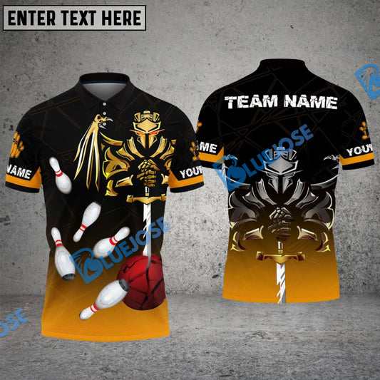 BlueJose Bowling And Pins Fallen Knight Multicolor Customized Name 3D Shirt (4 Colors)