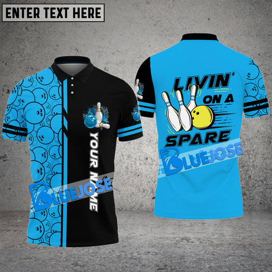 BlueJose Bowling And Pins Livin On A Spare Customized Name 3D Shirt (6 Colors)