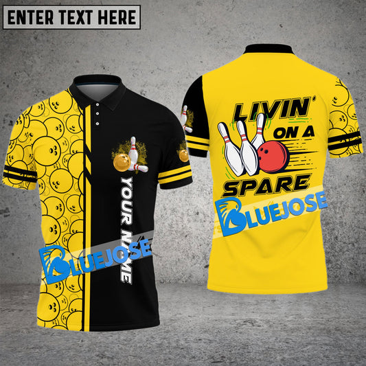 BlueJose Bowling And Pins Livin On A Spare Customized Name 3D Shirt (6 Colors)