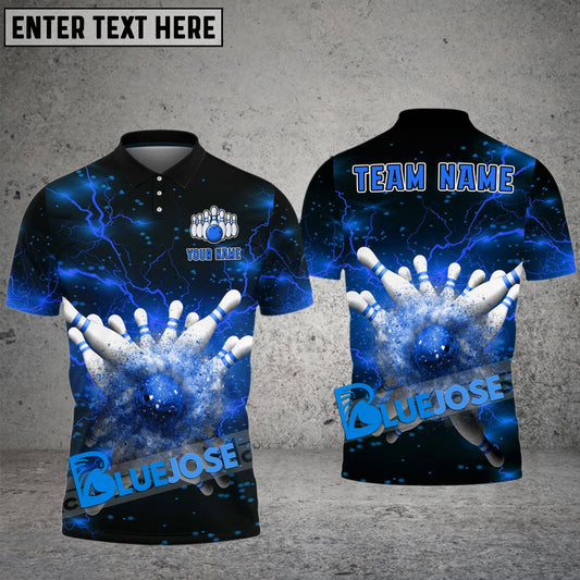 BlueJose Bowling And Pins Break Lightning Customized Name 3D Shirt (8 Colors)