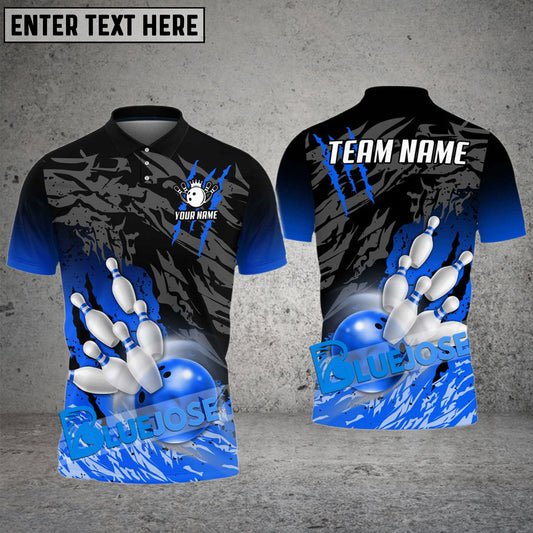 BlueJose Bowling And Pins Scratch Customized Name 3D Shirt (8 Colors)