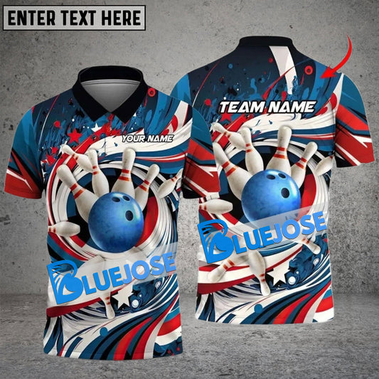 BlueJose Bowling American Tornado Customized Name, Team Name 3D Shirt