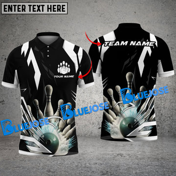 BlueJose Bowling And Pins Digital Smoke Customized Name 3D Shirt ( 6 Colors)