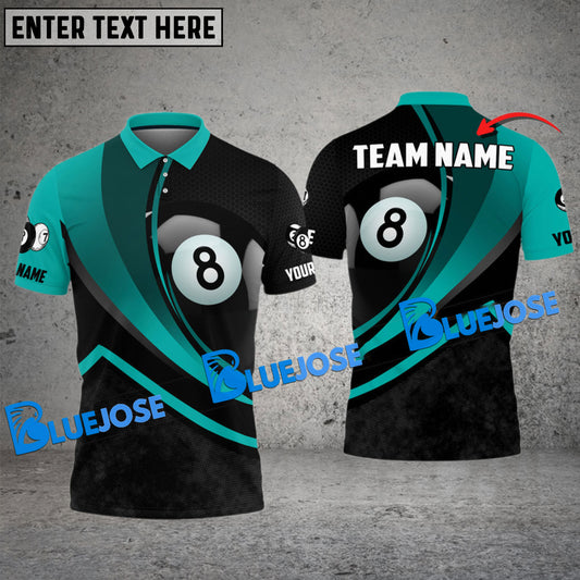 BlueJose Billiards Ball 8 Pool Personalized Name, Team Name Unisex Shirt (4 Colors)
