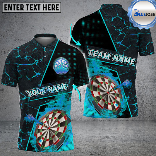 BlueJose Darts Flame Magma Pattern Personalized Name, Team Name Shirt (4 Colors)