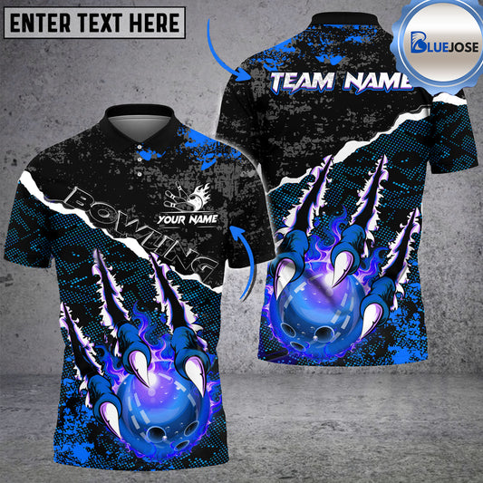 BlueJose Bowling And Pins Monster Hand Customized Name 3D Shirt (4 Colors)
